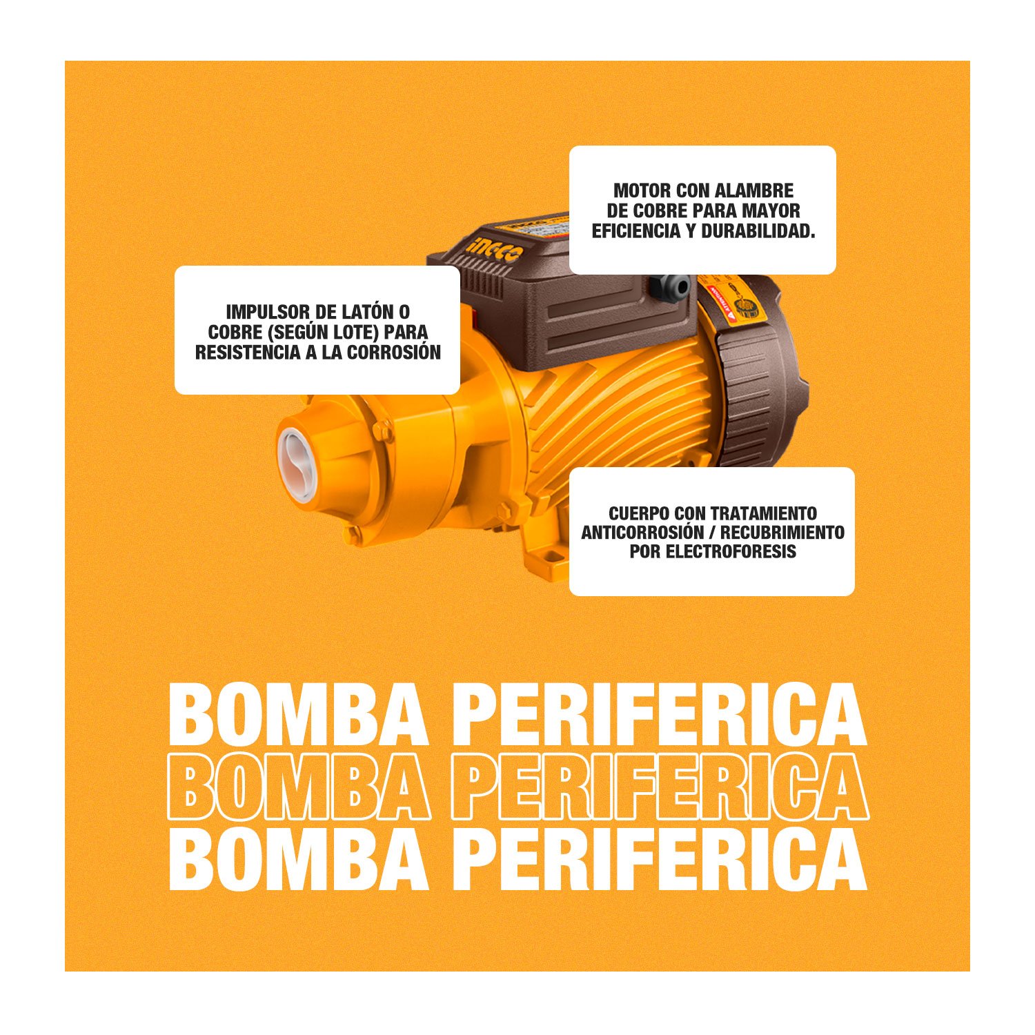 Bomba De Agua Periférica INGCO Industrial 240 V Alta Presión – vista 3
